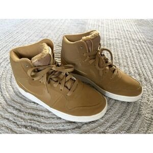 Nike Court Borough Mid Winter Wheat Tan Faux Fur High Top Sneakers Womens 7.5